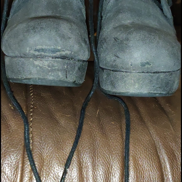 Black, lace up, wedge heeled boots - Picture 4 of 5